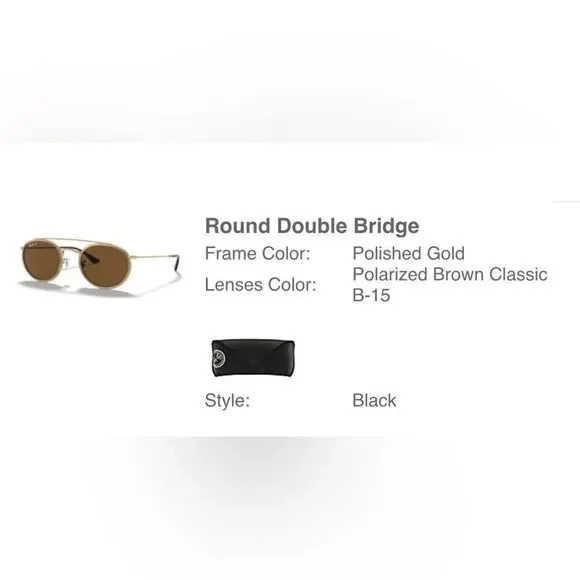Ray-Ban Gold and Brown Round Double Bridge Polarized Sunglasses - Picture 11 of 11